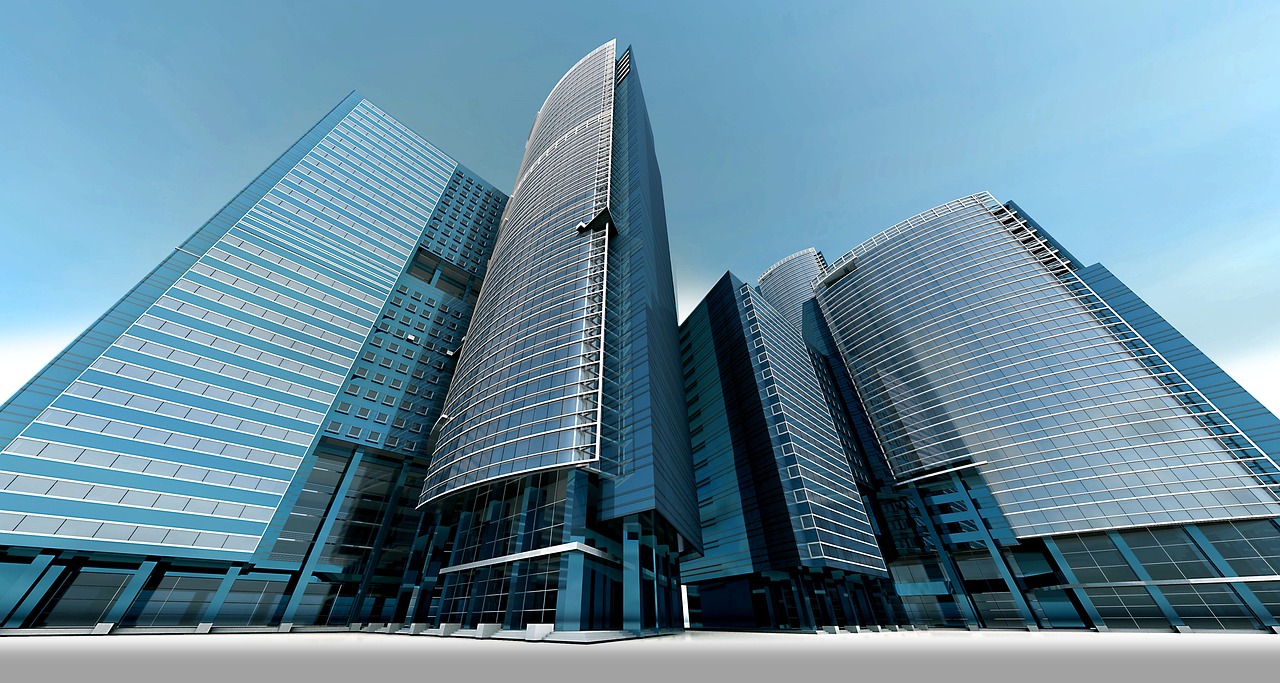 skyline, skyscraper, skyscrapers, building, architecture, city, high, urban planning, towers, 3d, rendering, banks, building, building, building, building, building